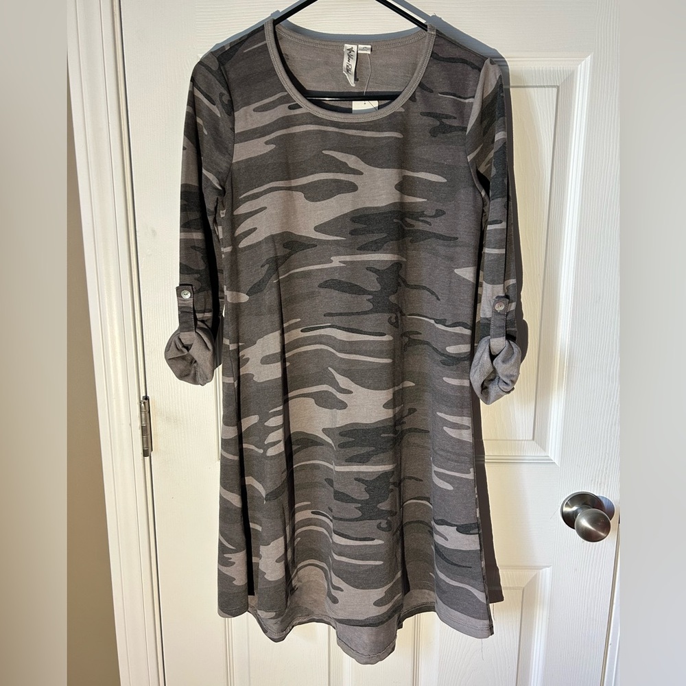 Others Follow Camo Sweatshirt Dress